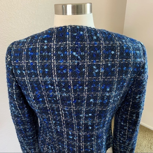 Calvin Klein NWT Tweed Open Blazer Blue Size 4P - Picture 7 of 15
